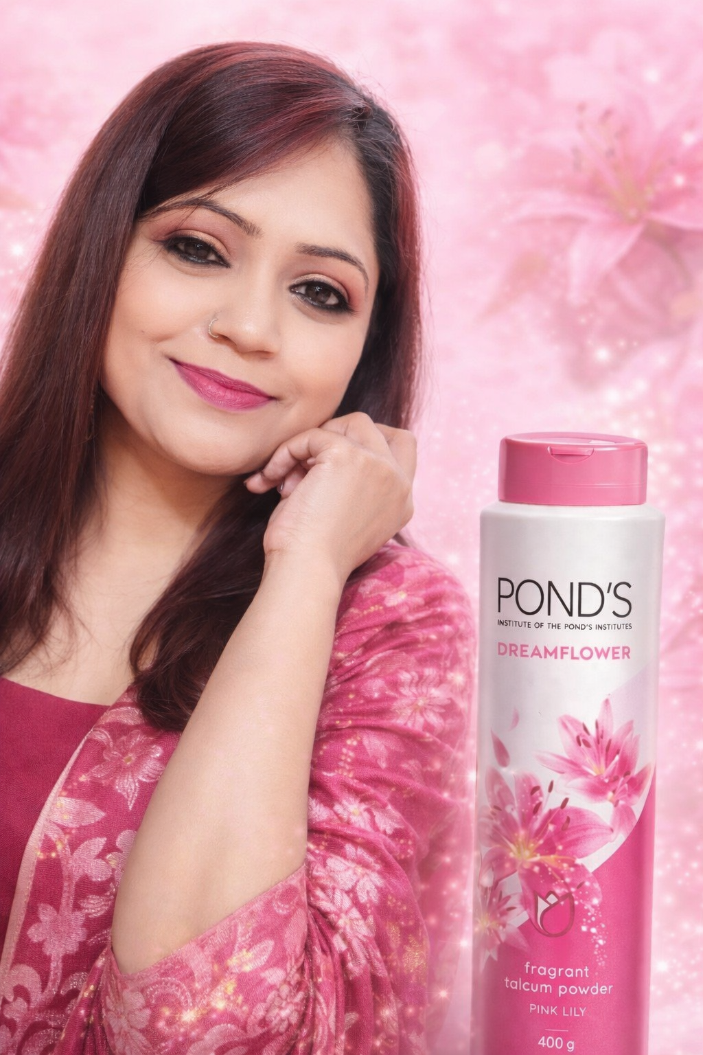 Pond’s Dreamflower Pink Lily Fragrant Talcum Powder – 400g | Long Lasting Freshness & Soft Skin