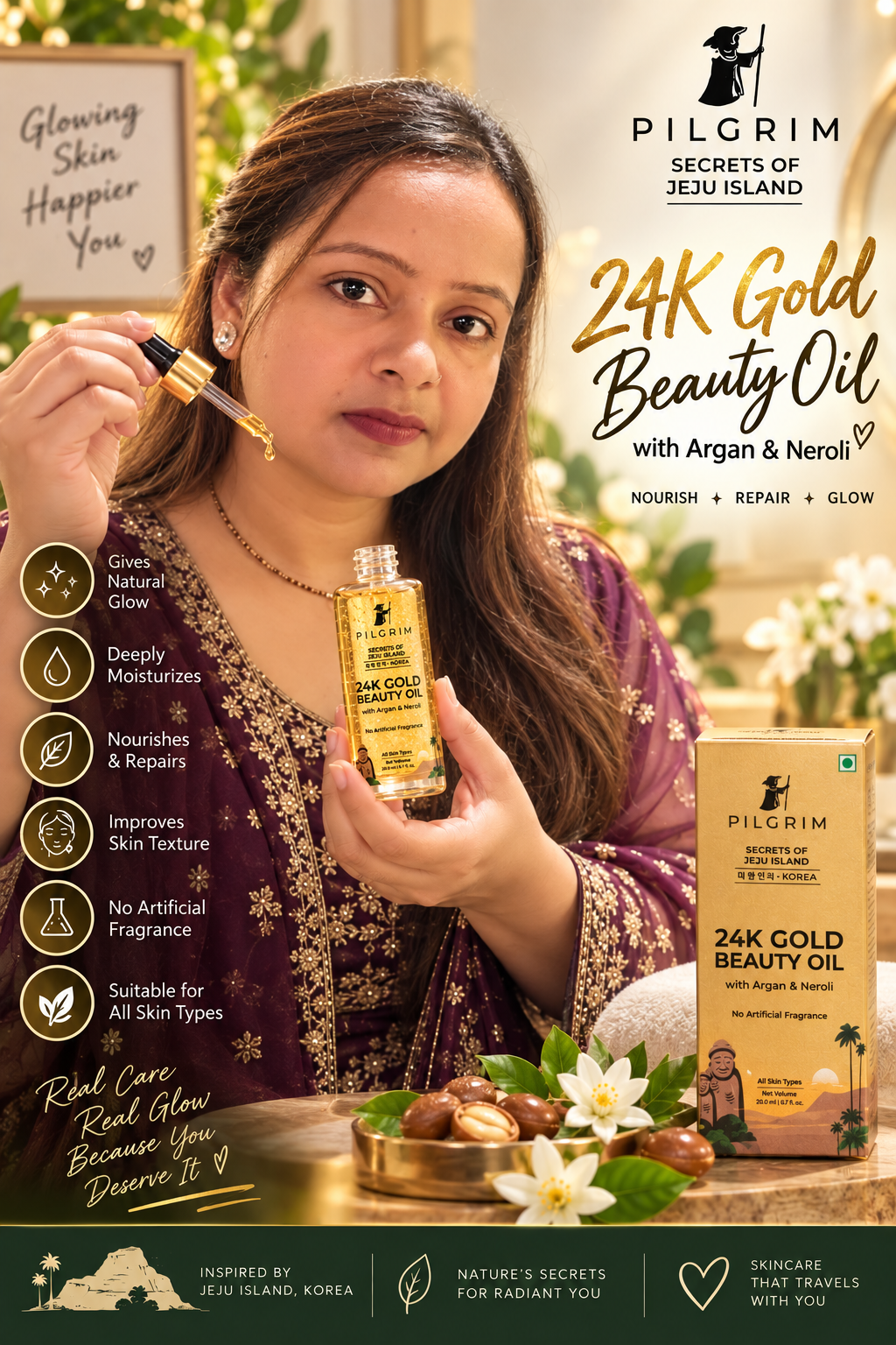 Pilgrim 24K Gold Beauty Oil with Argan & Neroli – 20 ml