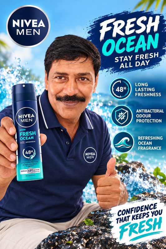 NIVEA MEN Fresh Ocean Deodorant – 48H Long Lasting Freshness
निविया मेन फ्रेश ओशन डिओडोरेंट – 48 घंटे तक ताज़गी