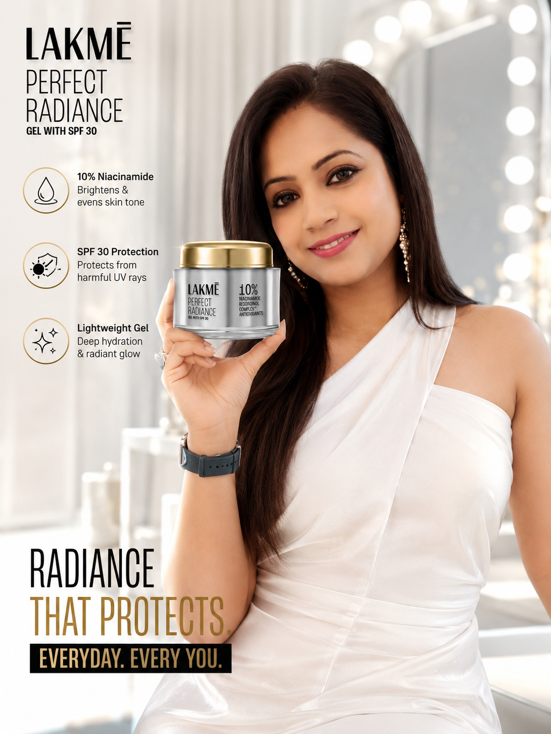 LAKMÉ PERFECT RADIANCE GEL WITH SPF 30 – 10% NIACINAMIDE RESORCINOL COMPLEX